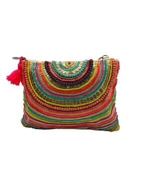 America And Beyond Multi-Colored Fabric And Sequin Crossbody Set